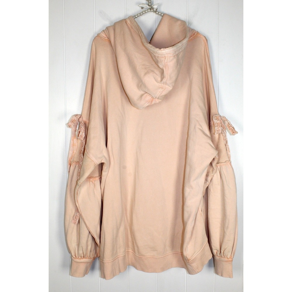 Free People NWT Bow Girl Full Zip Hooded Sweatshirt in Spring Blush Size XL - Picture 5 of 7